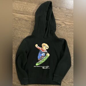 Polo by Ralph Lauren Black Kids Hoodie with Skateboard Bear Graphic
